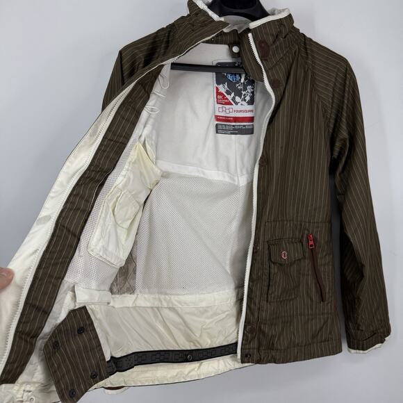 Foursquare Women's XL Brown Ski Snowboard Jacket Striped 8K Convertible Hood - Picture 7 of 10